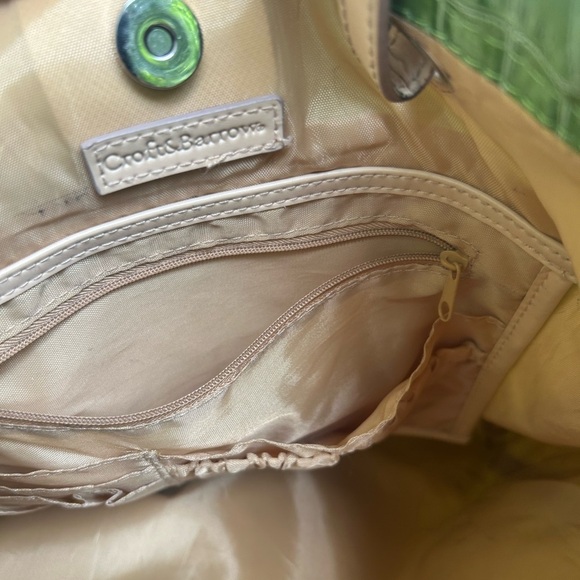 Vintage Croft & Barrow Crocodile Lime Green Embossed Tote/purse - Picture 3 of 4